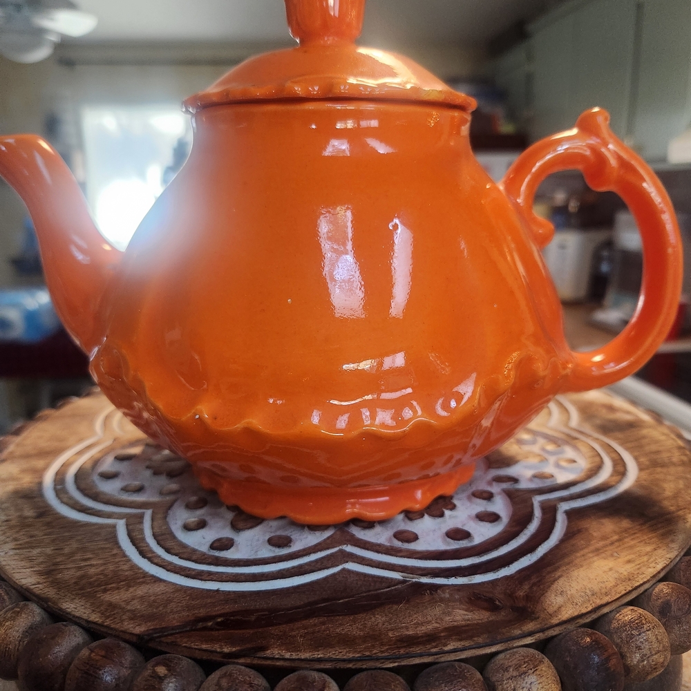 Orange Ceramic Teapot